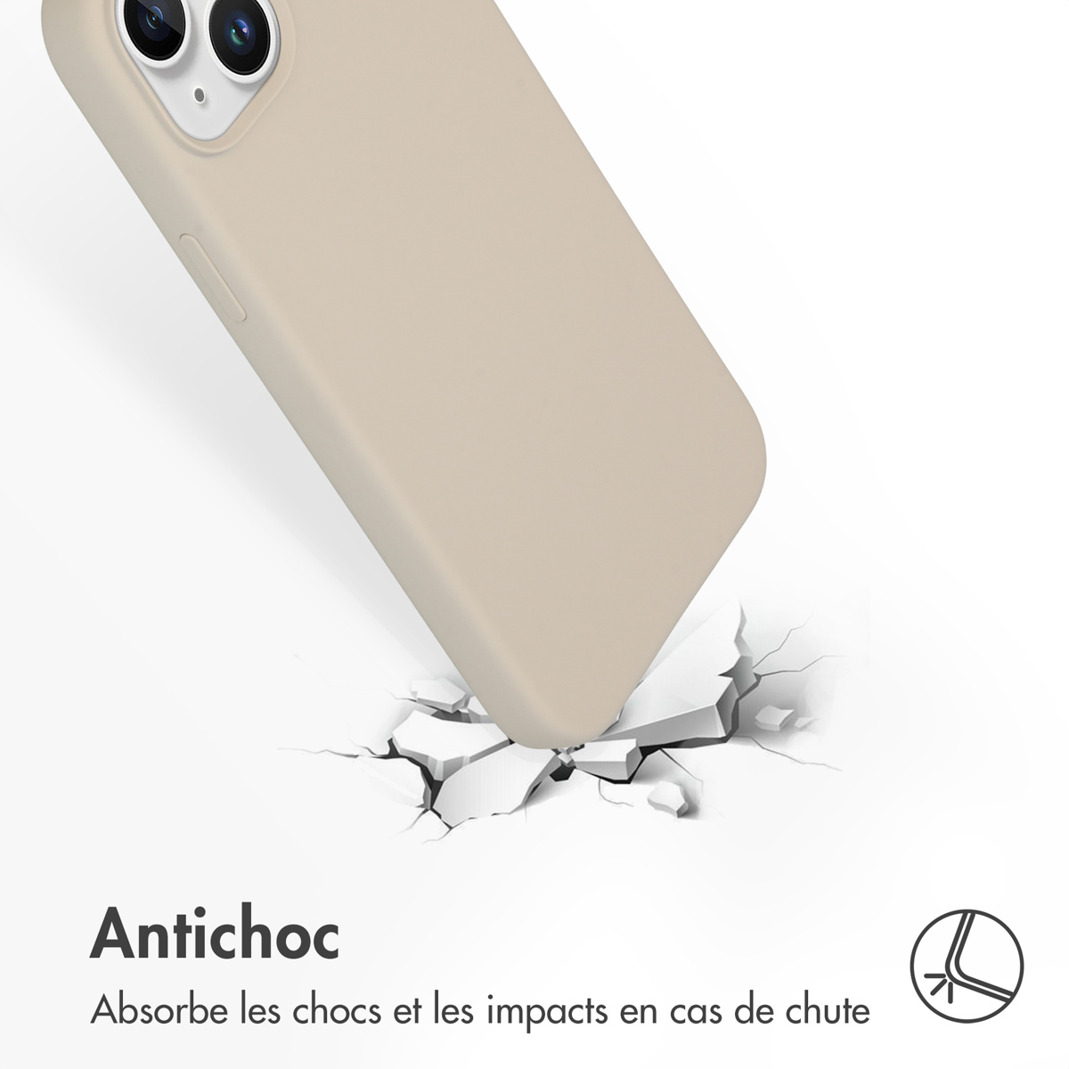 Accezz Liquid Silicone Backcover Apple iPhone 15 Plus - Stone