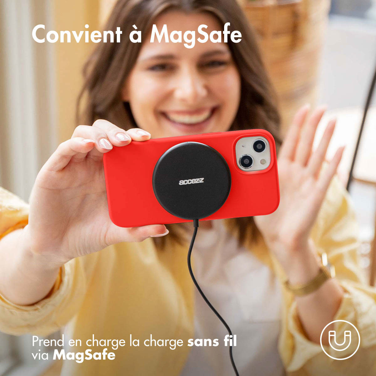 Accezz Liquid Silicone Backcover met MagSafe Apple iPhone 15 Pro - Rood