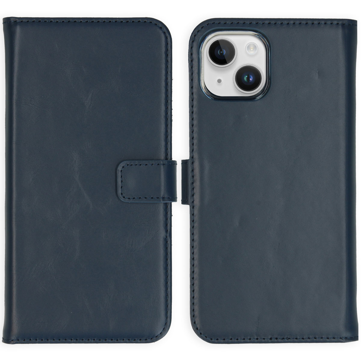 Selencia Echt Lederen Bookcase Apple iPhone 15 - Blauw