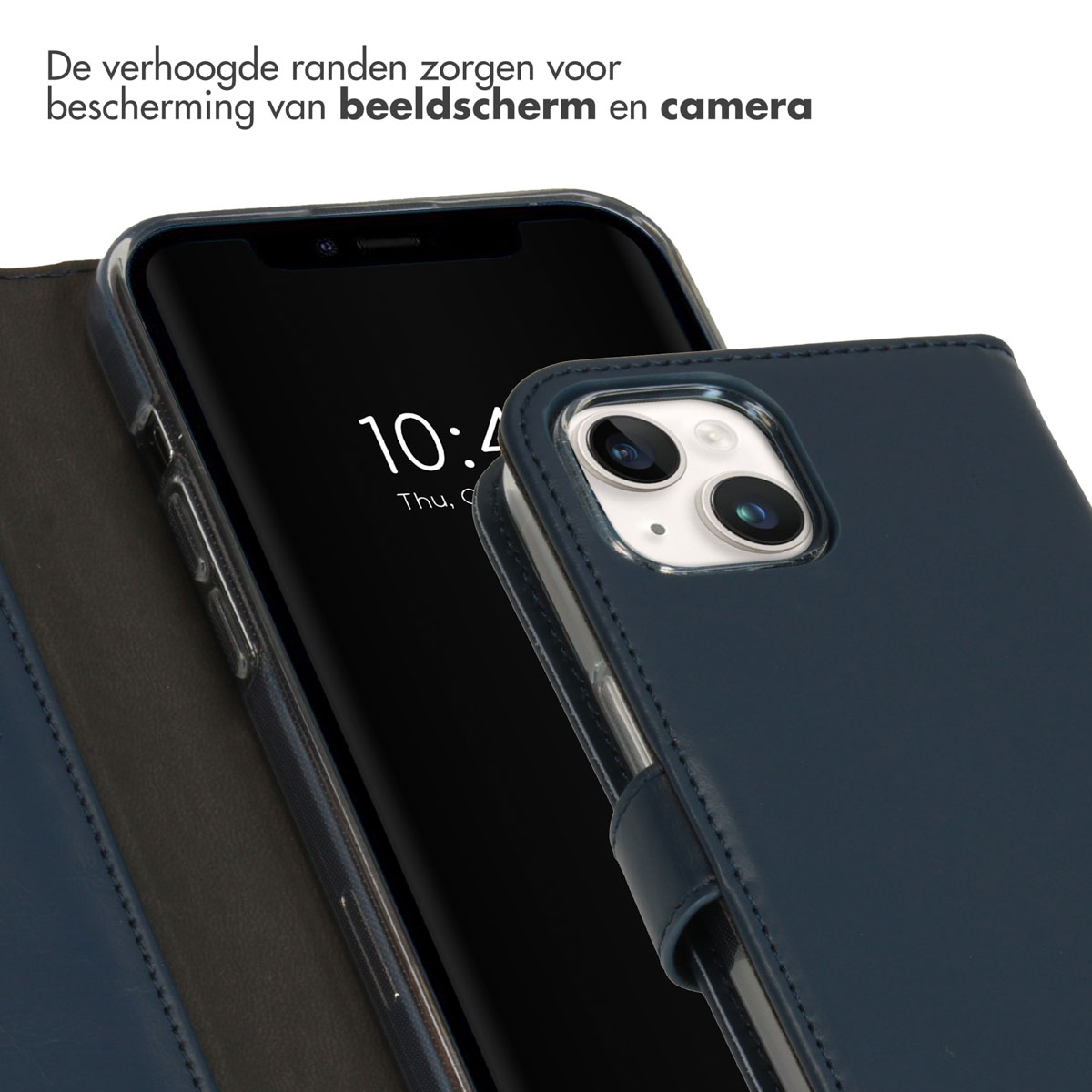 Selencia Echt Lederen Bookcase Apple iPhone 15 - Blauw