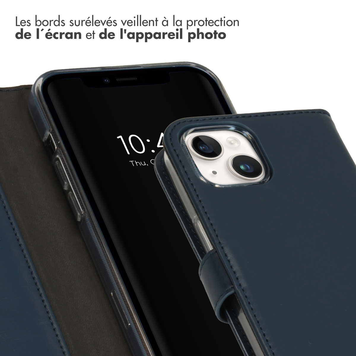 Selencia Echt Lederen Bookcase Apple iPhone 15 - Blauw
