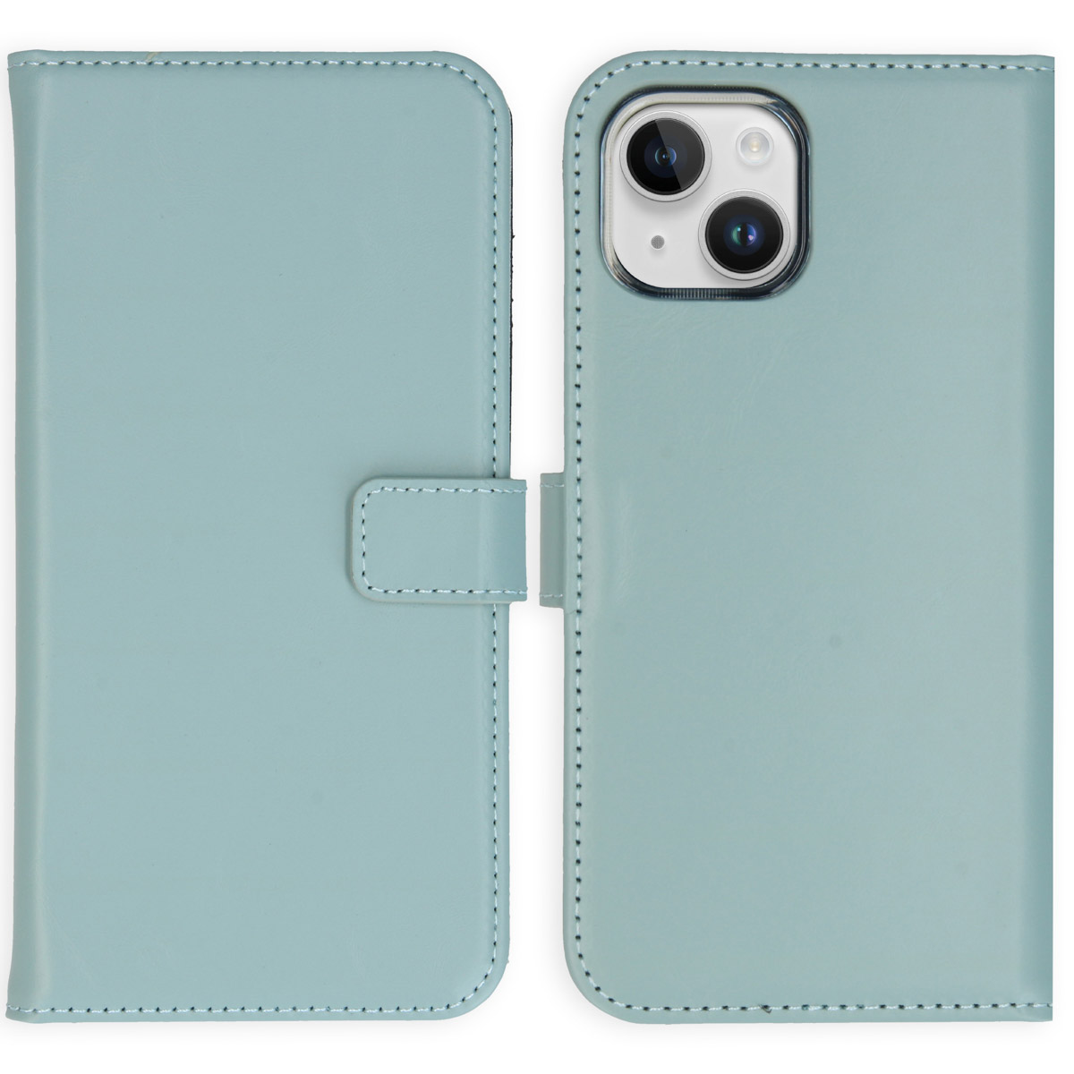 Selencia Echt Lederen Bookcase Apple iPhone 15 - Air Blue