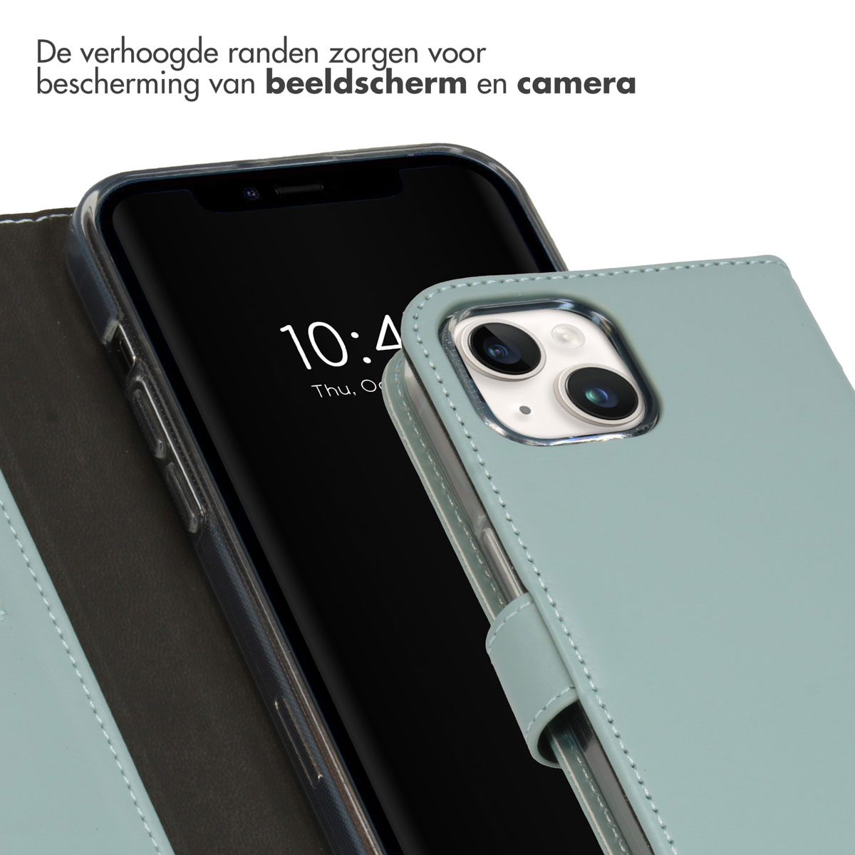 Selencia Echt Lederen Bookcase Apple iPhone 15 - Air Blue