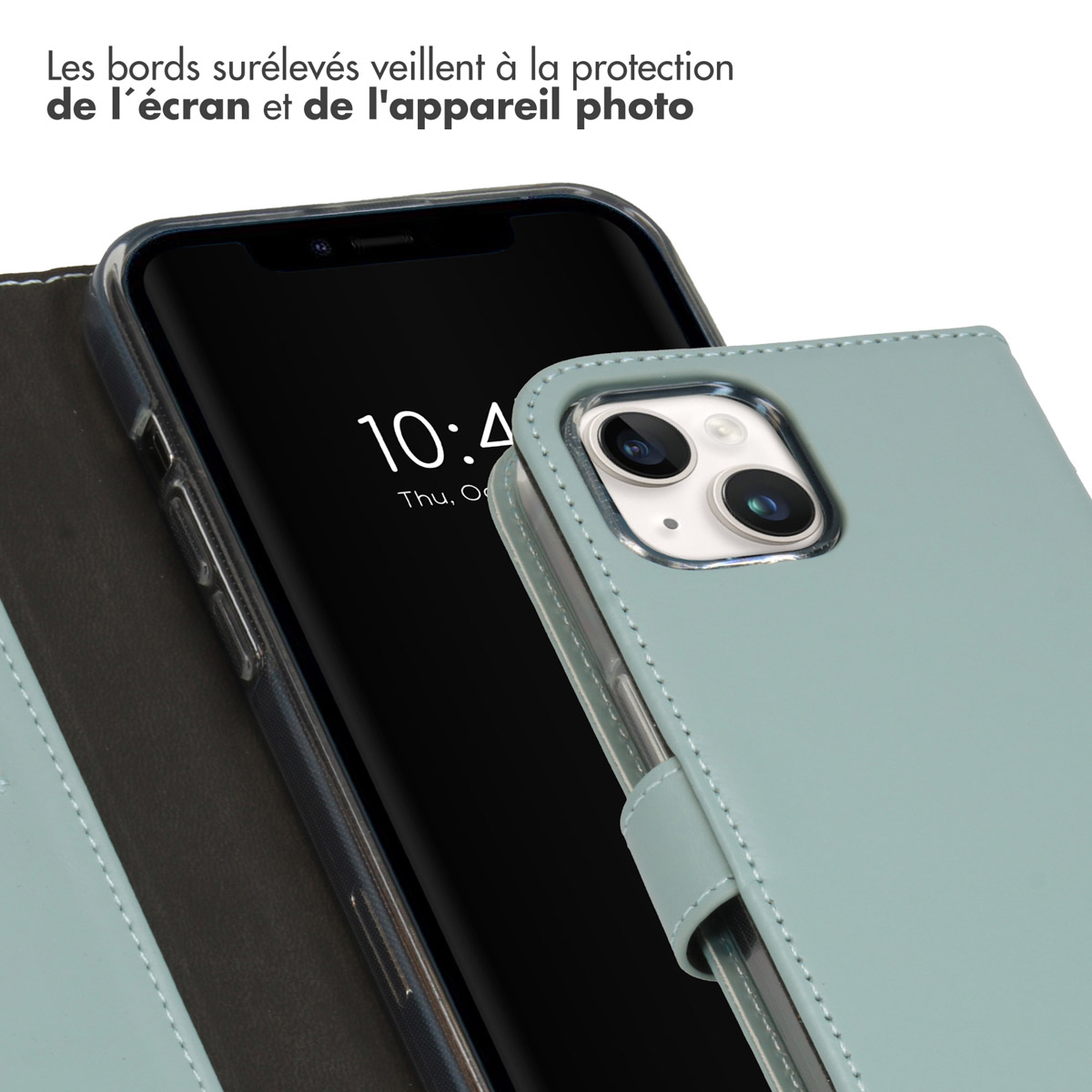 Selencia Echt Lederen Bookcase Apple iPhone 15 - Air Blue