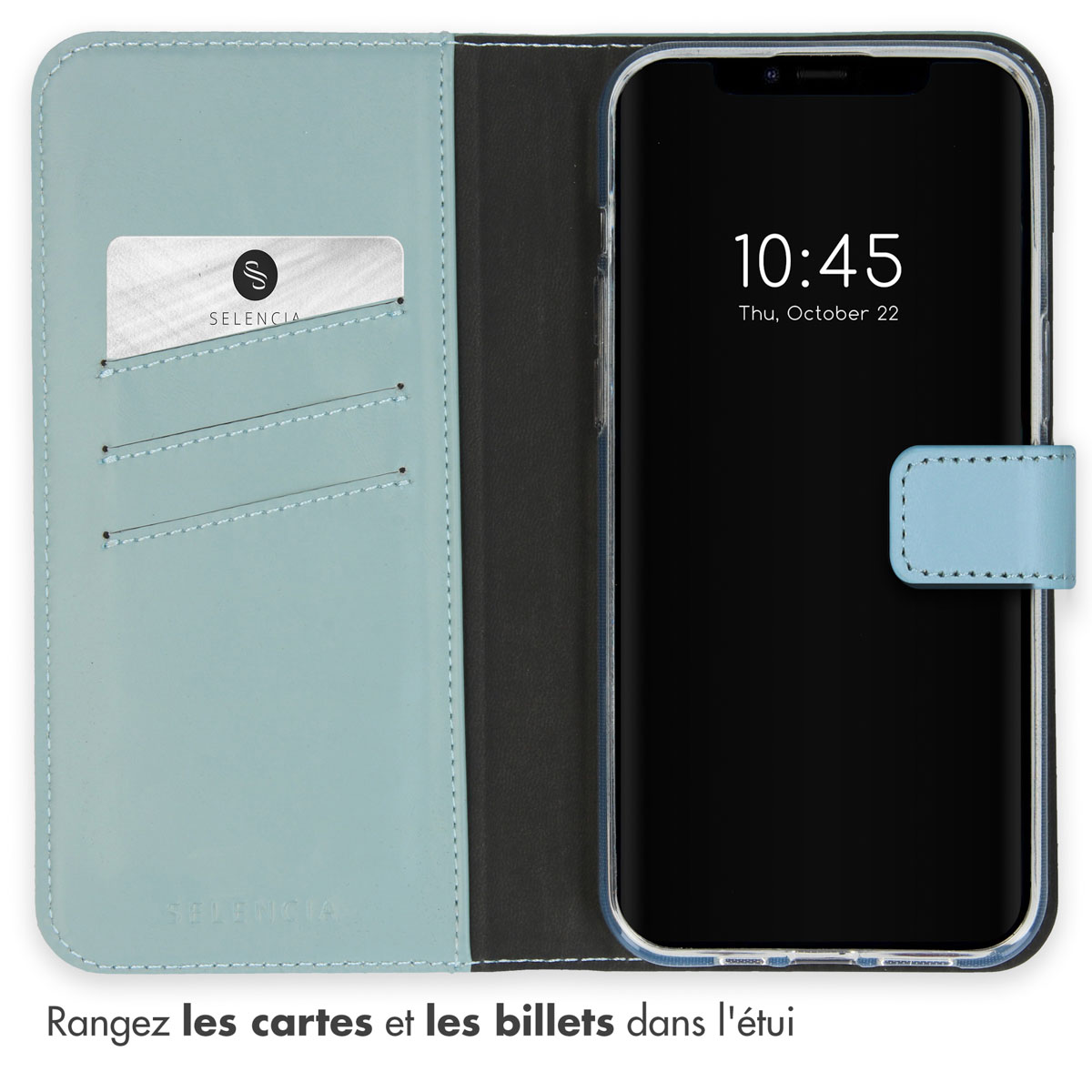 Selencia Echt Lederen Bookcase Apple iPhone 15 - Air Blue