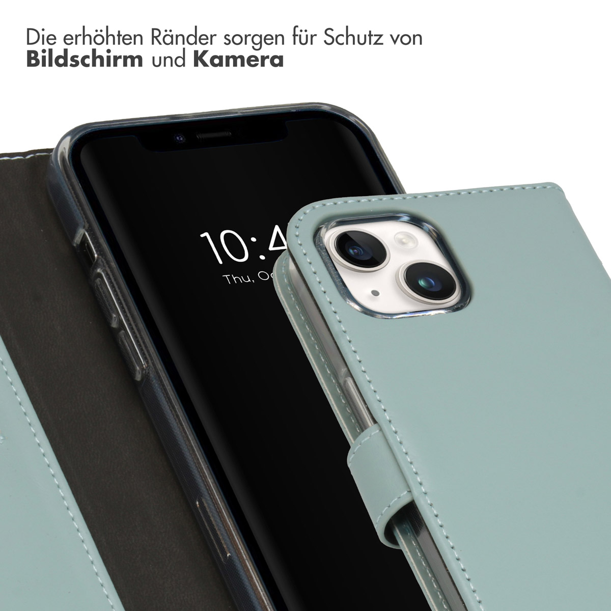 Selencia Echt Lederen Bookcase Apple iPhone 15 - Air Blue