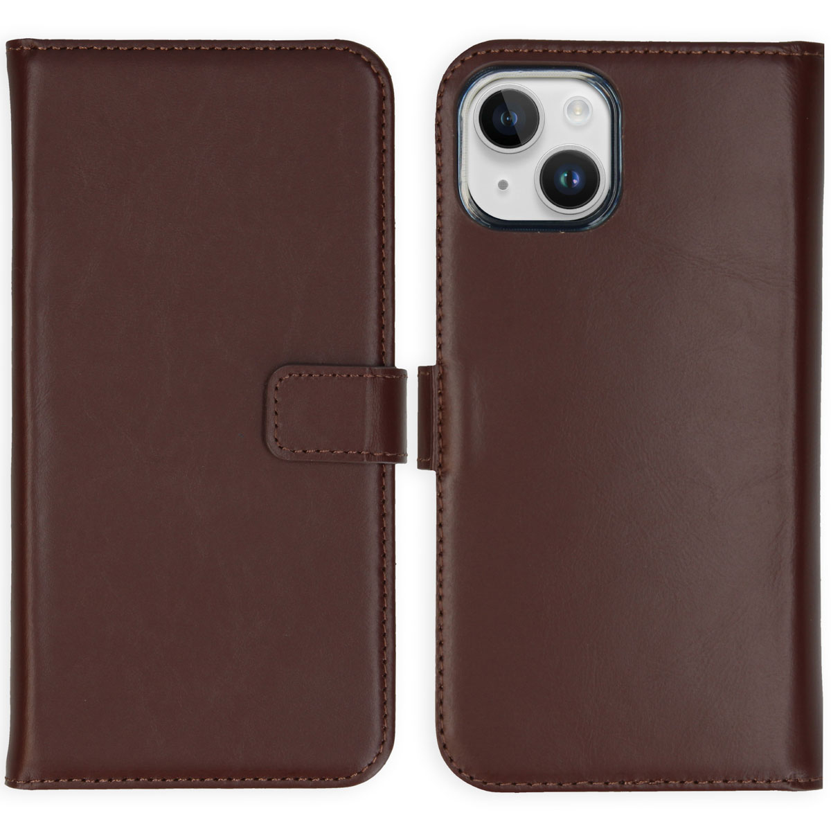 Selencia Echt Lederen Bookcase Apple iPhone 15 - Bruin