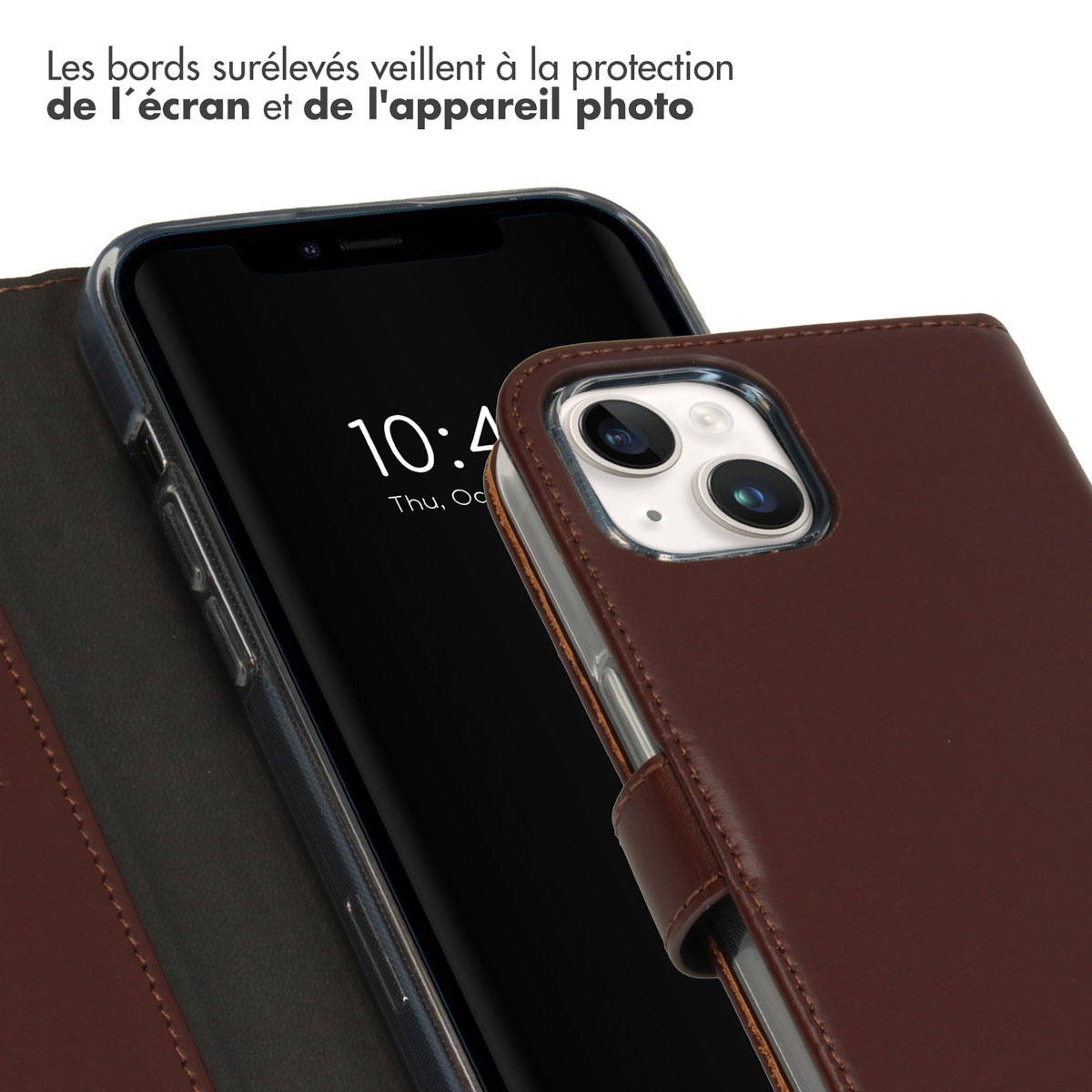 Selencia Echt Lederen Bookcase Apple iPhone 15 - Bruin
