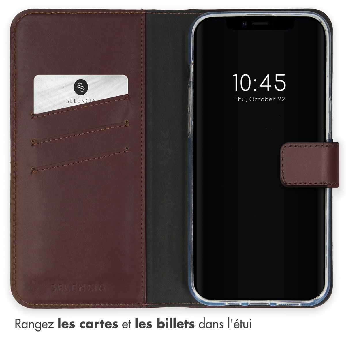 Selencia Echt Lederen Bookcase Apple iPhone 15 - Bruin