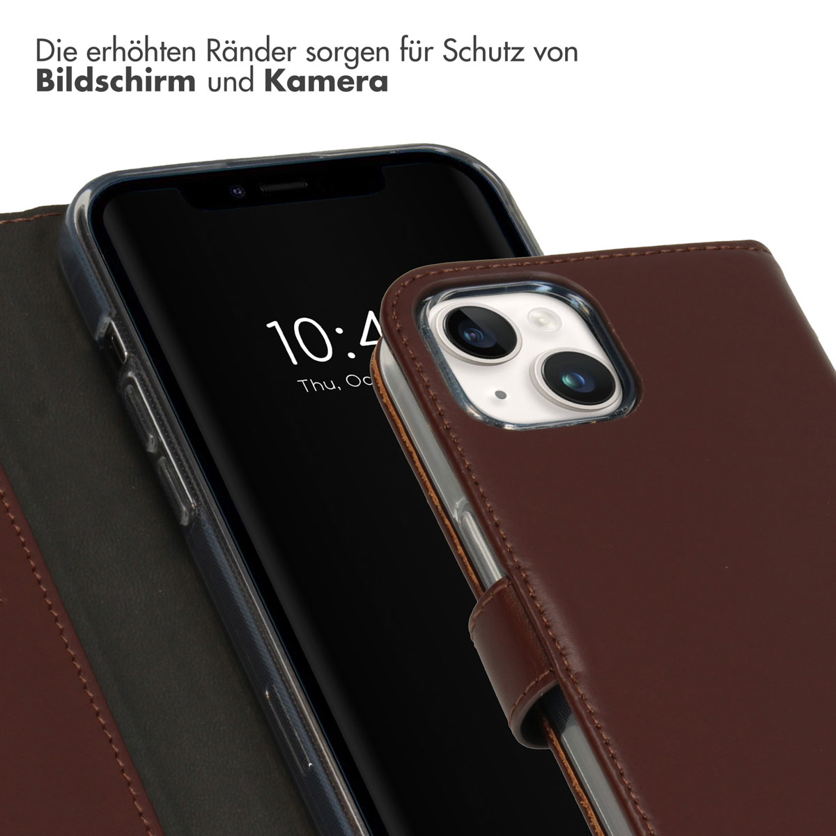 Selencia Echt Lederen Bookcase Apple iPhone 15 - Bruin