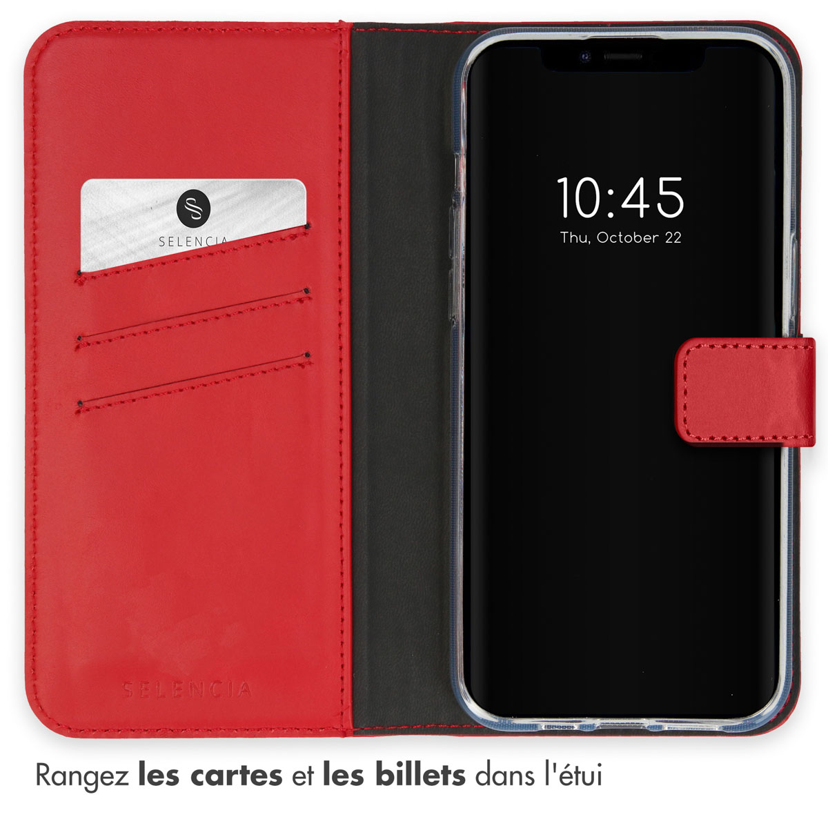 Selencia Echt Lederen Bookcase Apple iPhone 15 - Rood