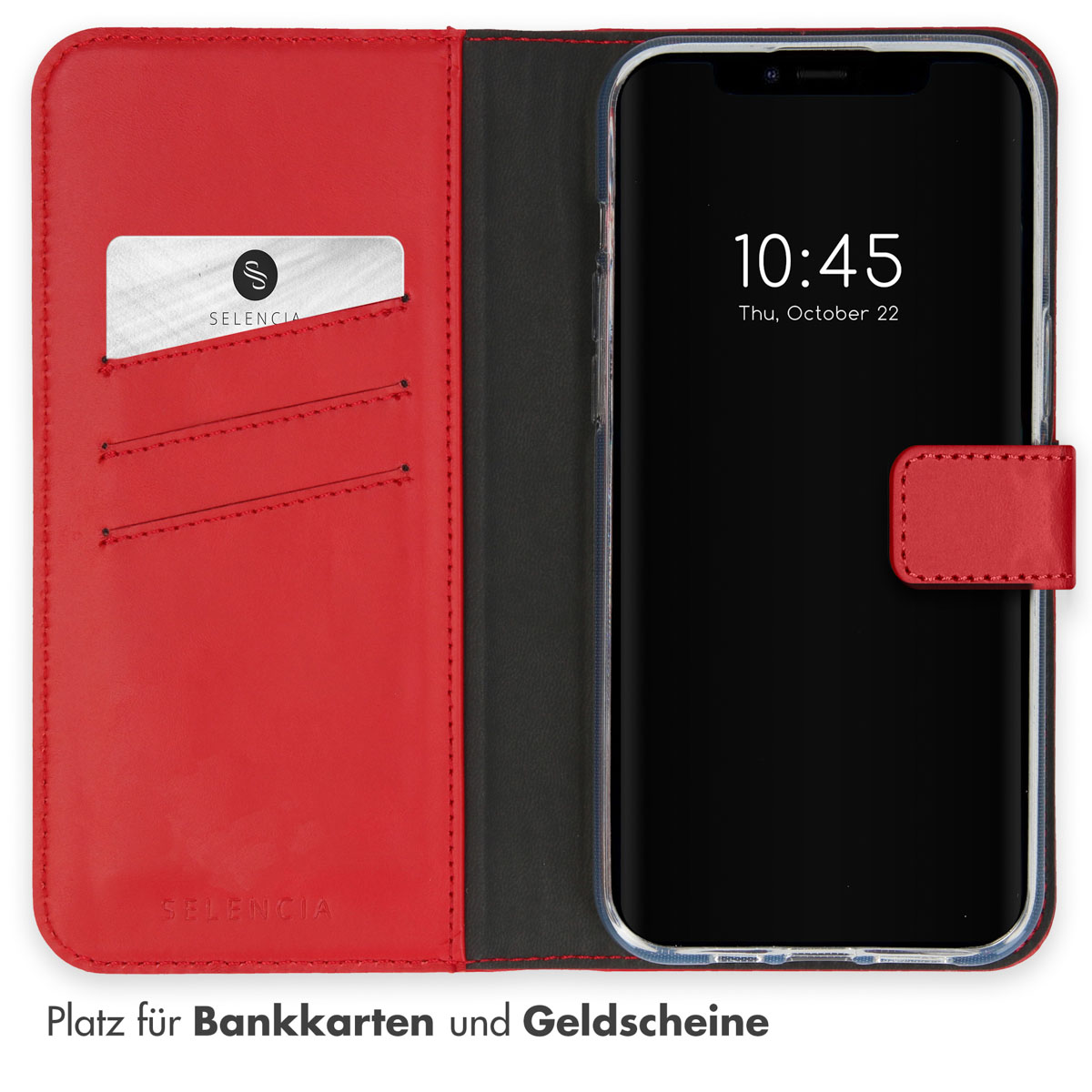 Selencia Echt Lederen Bookcase Apple iPhone 15 - Rood
