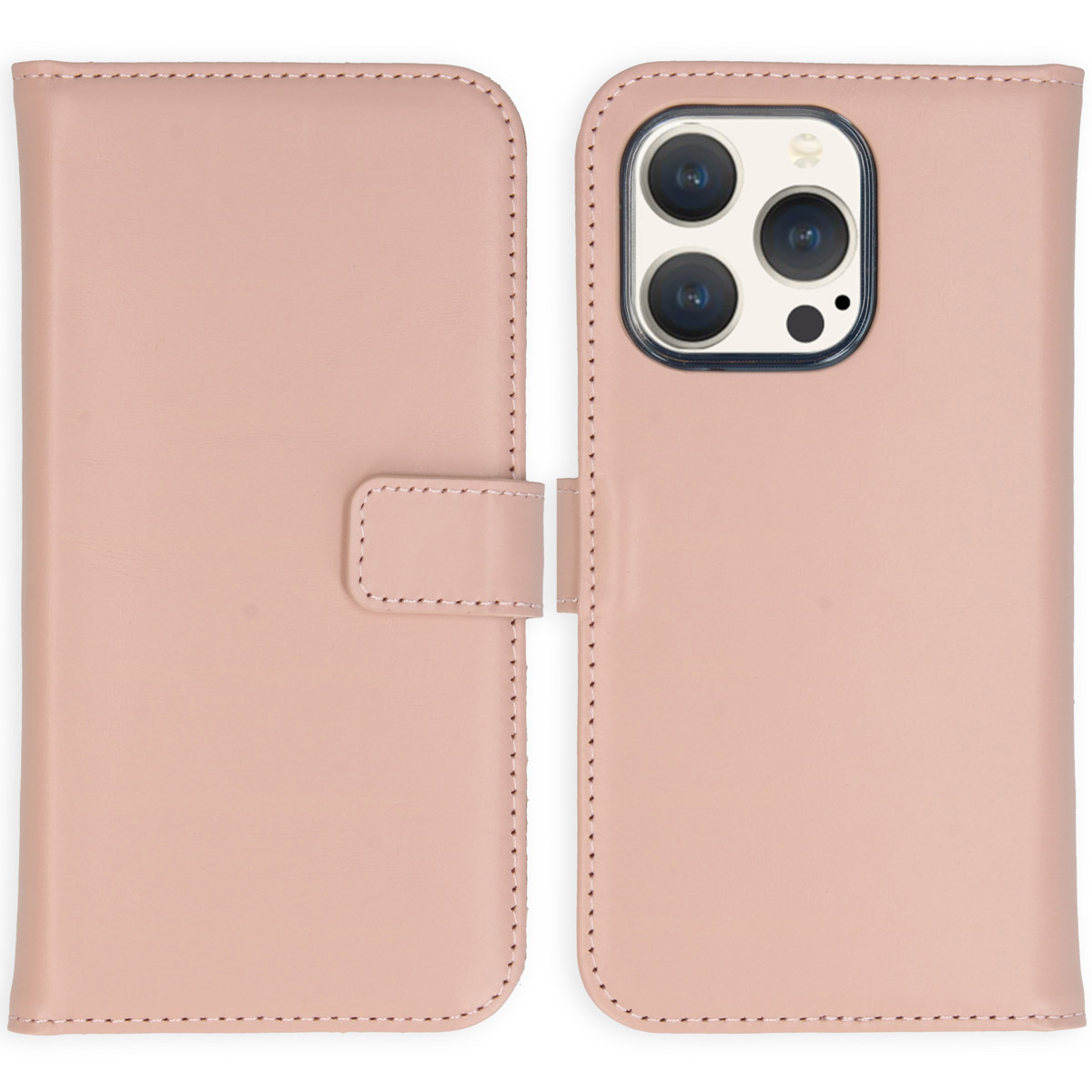 Selencia Echt Lederen Bookcase Apple iPhone 15 Pro - Dusty Pink