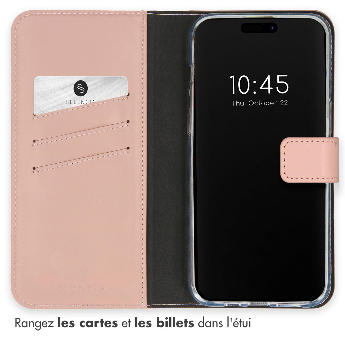 Selencia Echt Lederen Bookcase Apple iPhone 15 Pro - Dusty Pink