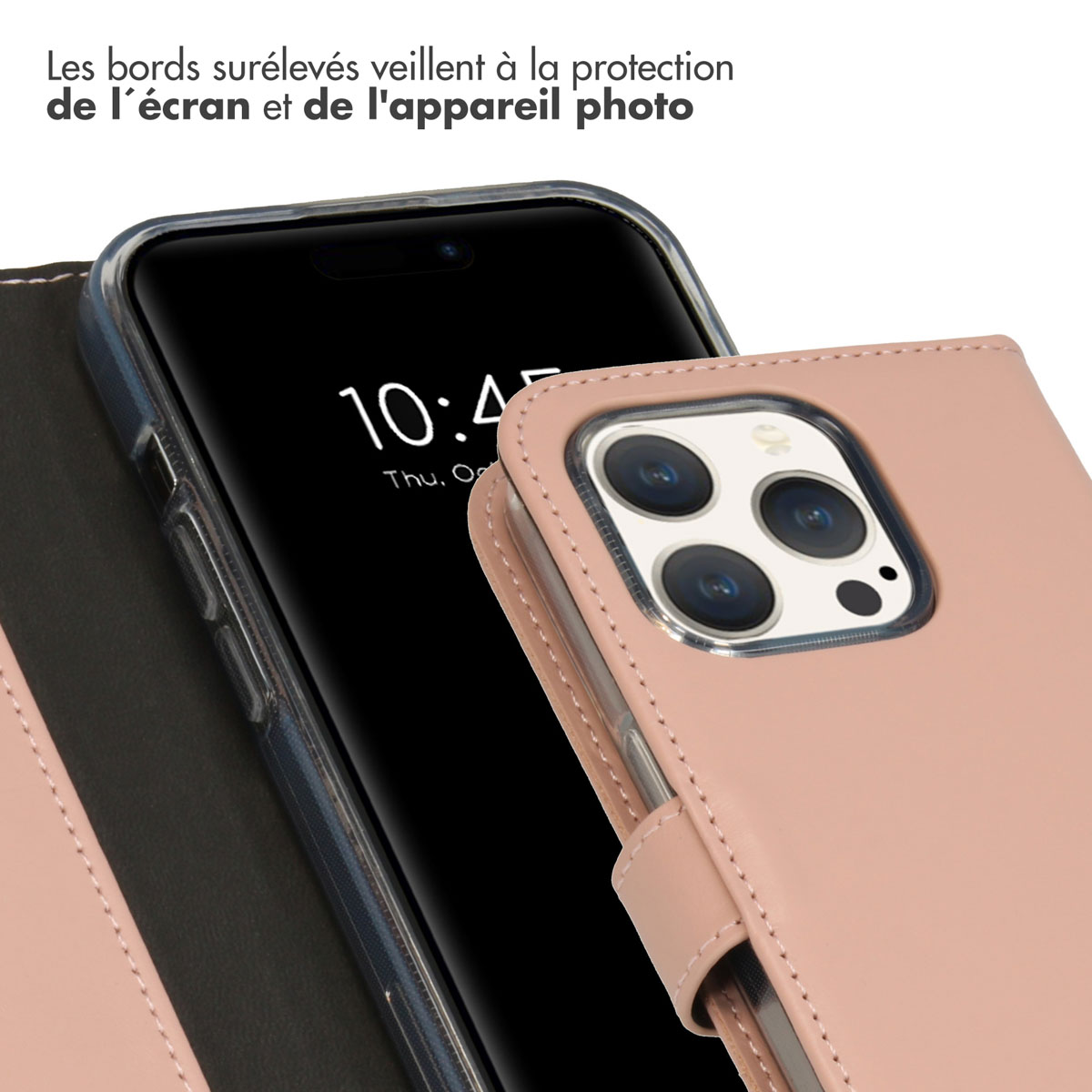 Selencia Echt Lederen Bookcase Apple iPhone 15 Pro - Dusty Pink