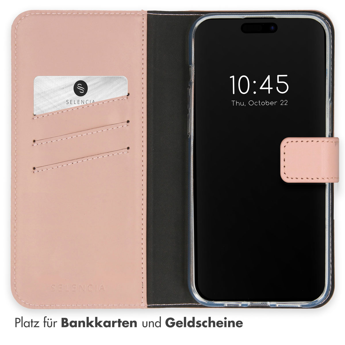 Selencia Echt Lederen Bookcase Apple iPhone 15 Pro - Dusty Pink