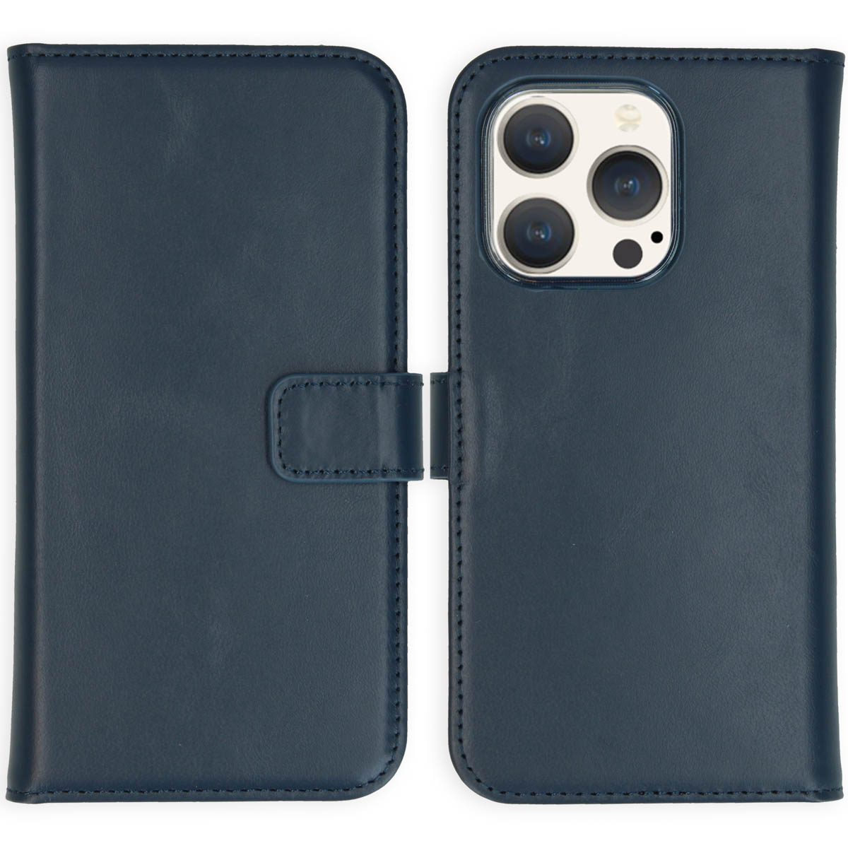Selencia Echt Lederen Bookcase Apple iPhone 15 Pro - Blauw