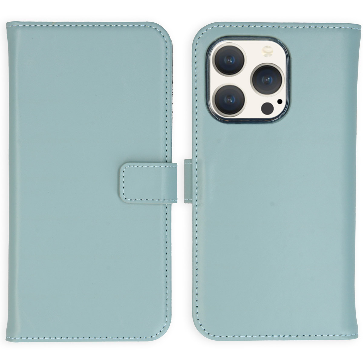 Selencia Echt Lederen Bookcase Apple iPhone 15 Pro - Air Blue