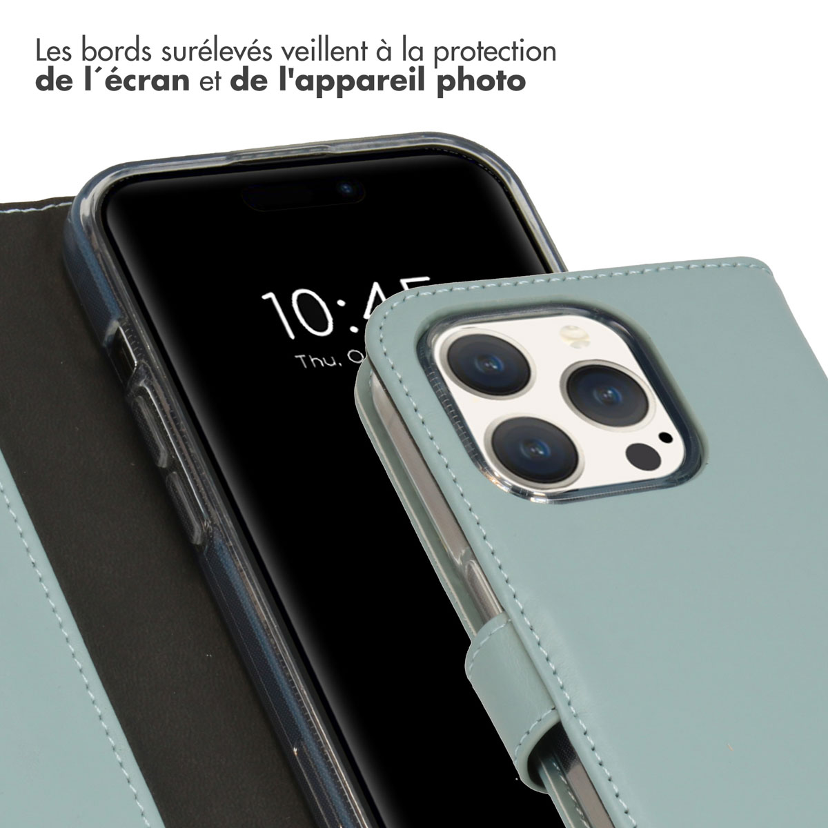 Selencia Echt Lederen Bookcase Apple iPhone 15 Pro - Air Blue