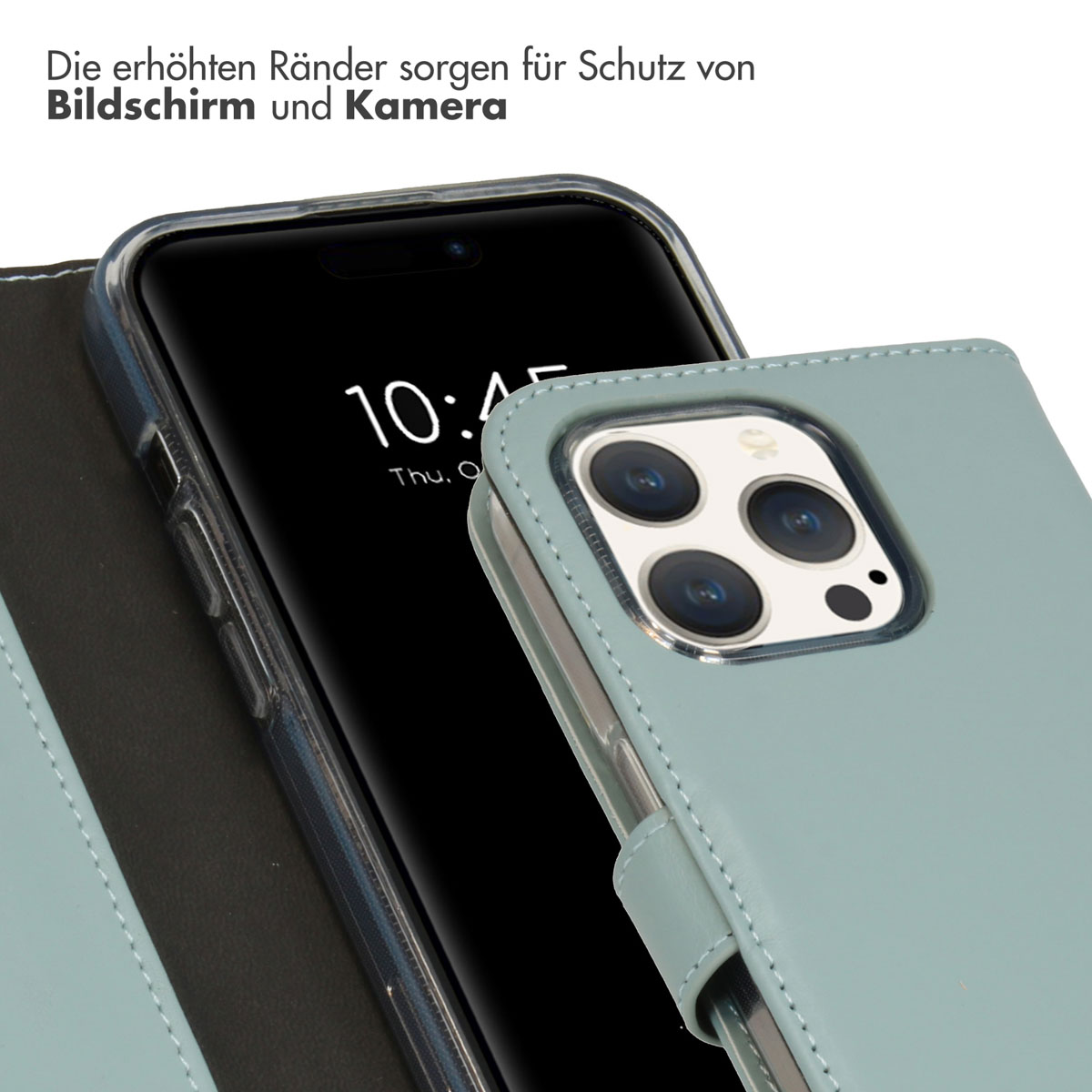 Selencia Echt Lederen Bookcase Apple iPhone 15 Pro - Air Blue