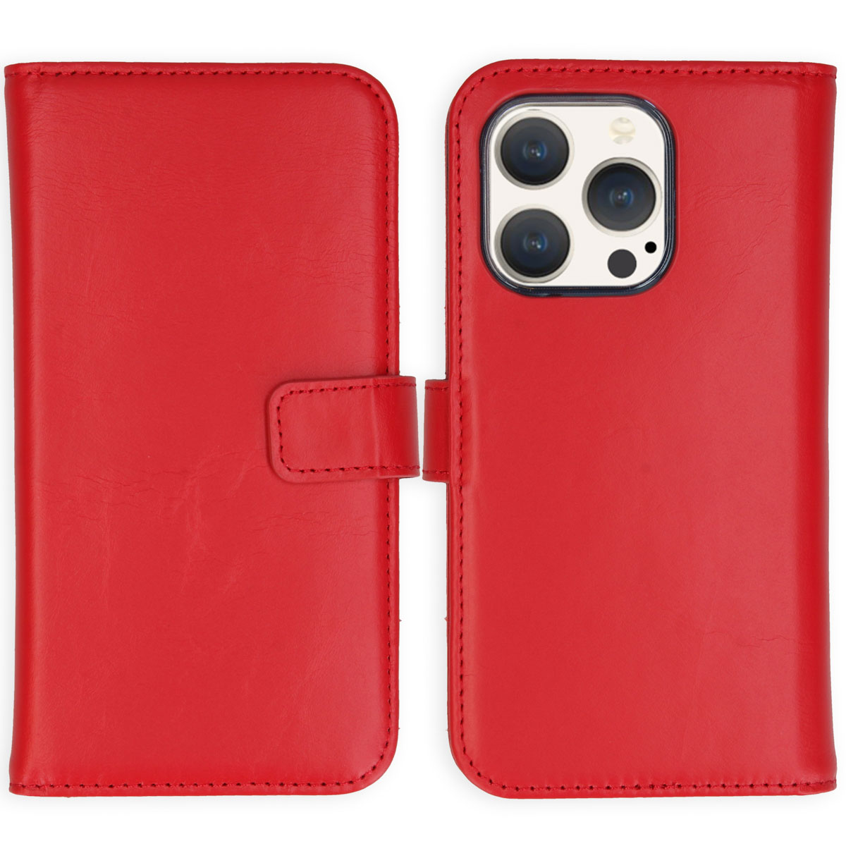 Selencia Echt Lederen Bookcase Apple iPhone 15 Pro - Rood