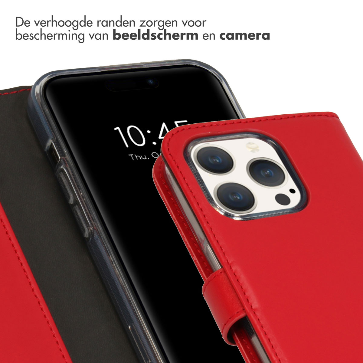 Selencia Echt Lederen Bookcase Apple iPhone 15 Pro - Rood