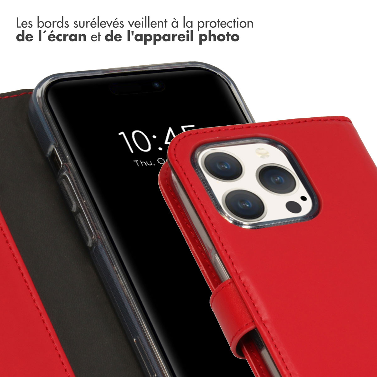 Selencia Echt Lederen Bookcase Apple iPhone 15 Pro - Rood