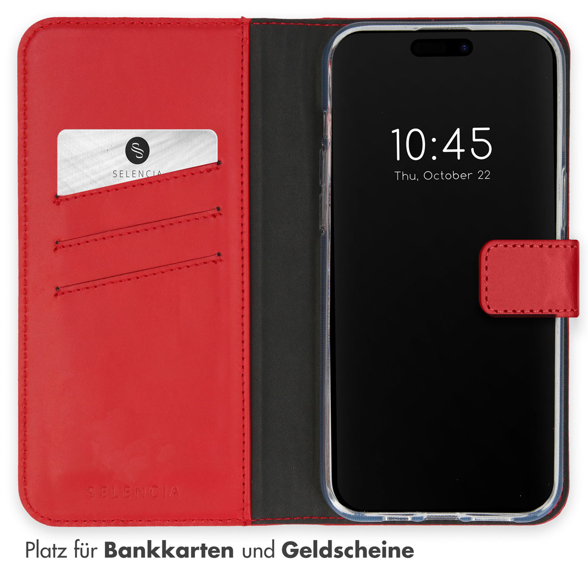 Selencia Echt Lederen Bookcase Apple iPhone 15 Pro - Rood