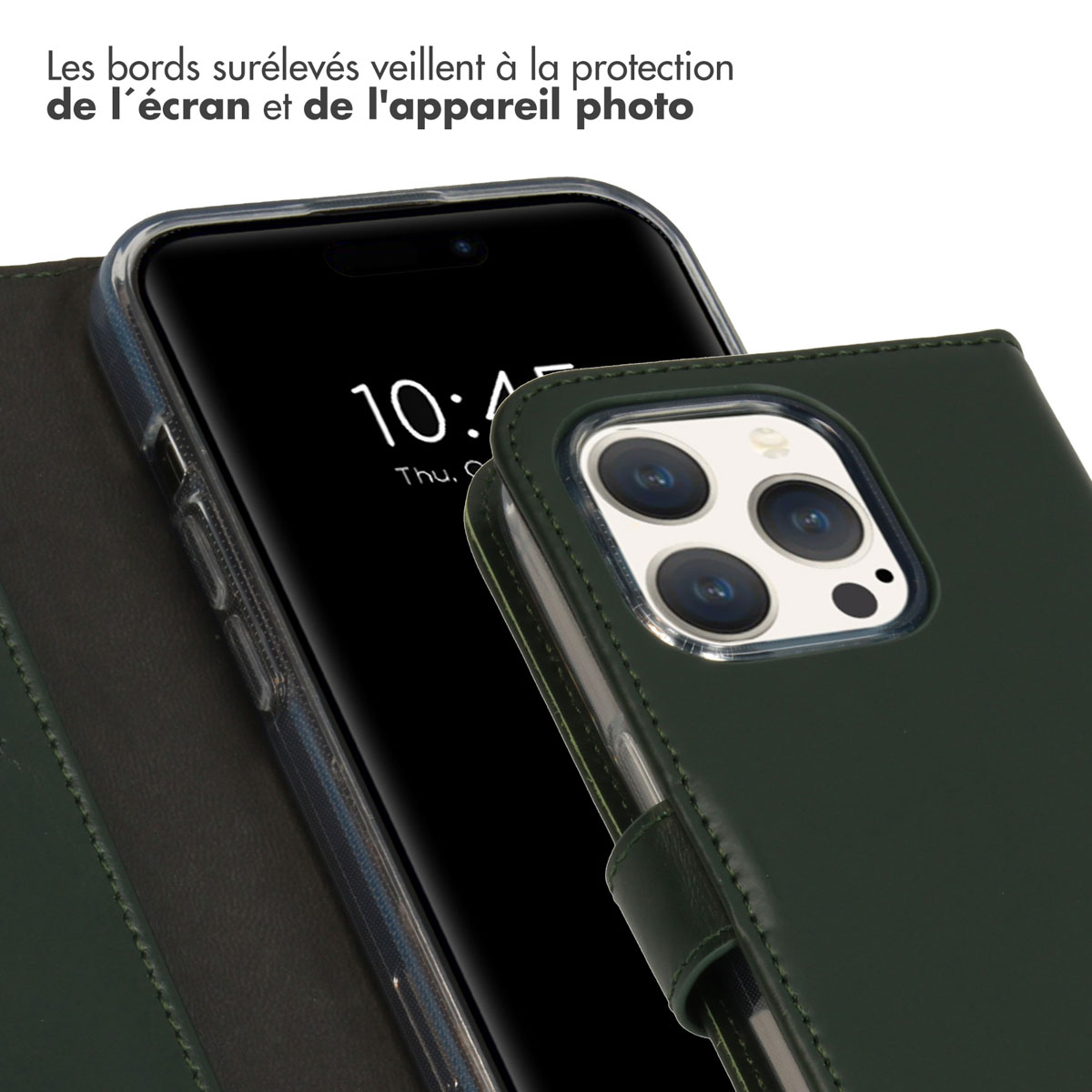 Selencia Echt Leren Bookcase iPhone 15 Pro - Groen