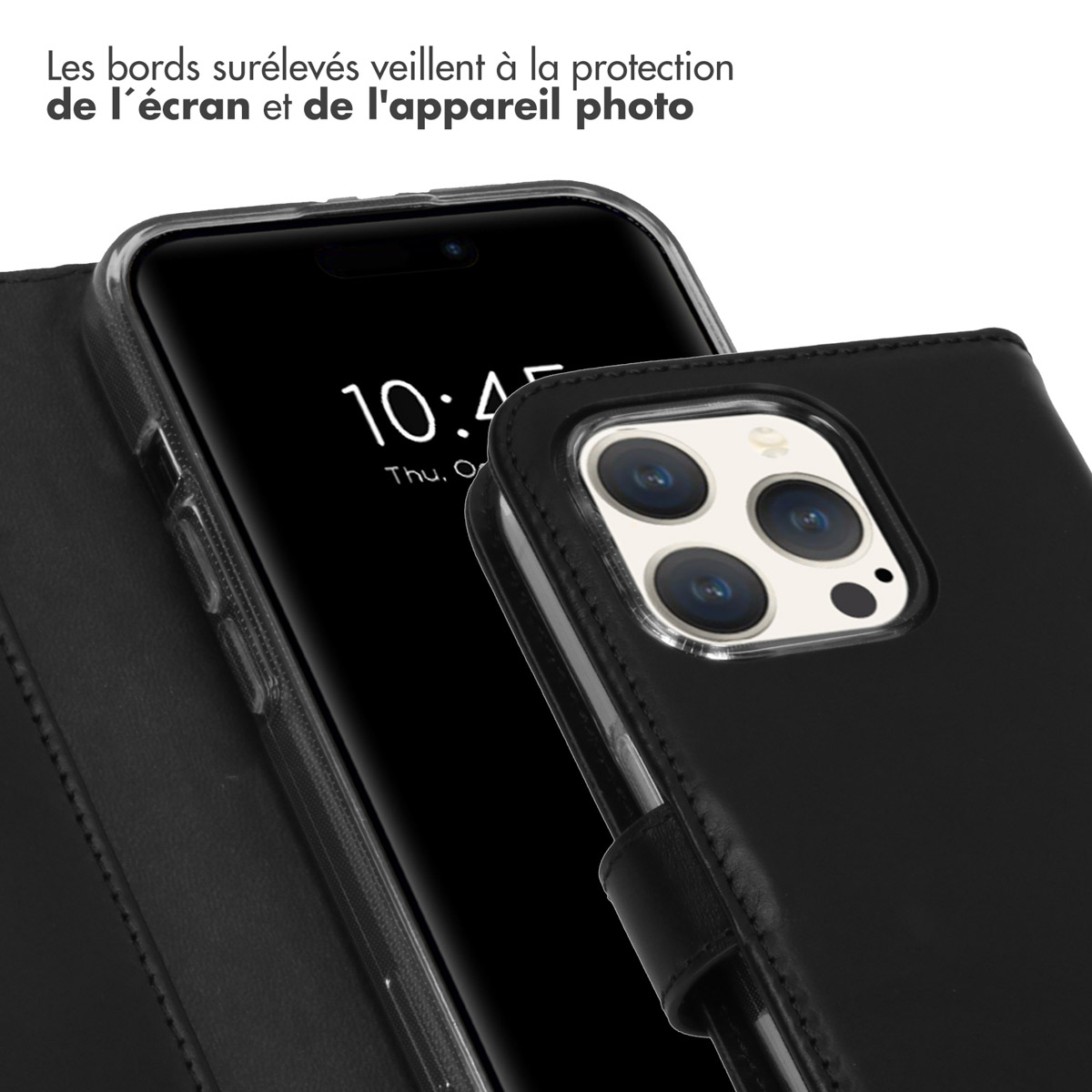 Selencia Echt Lederen Bookcase Apple iPhone 15 Pro - Zwart