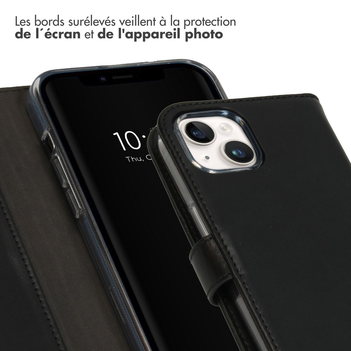Selencia Echt Lederen Bookcase Apple iPhone 15 Plus - Zwart