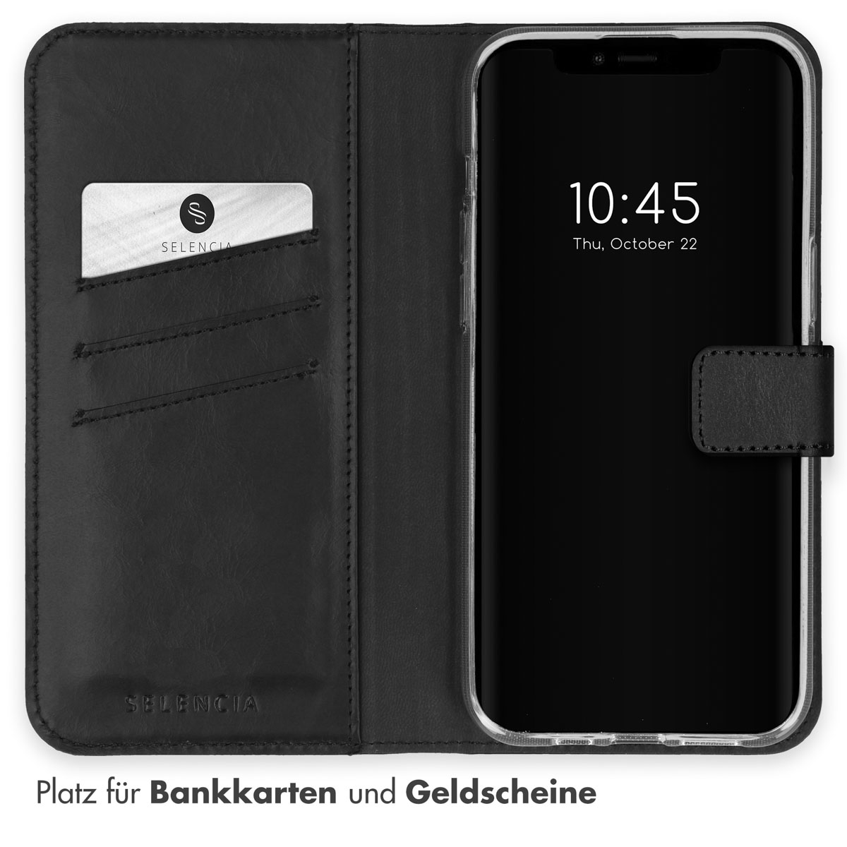 Selencia Echt Lederen Bookcase Apple iPhone 15 Plus - Zwart