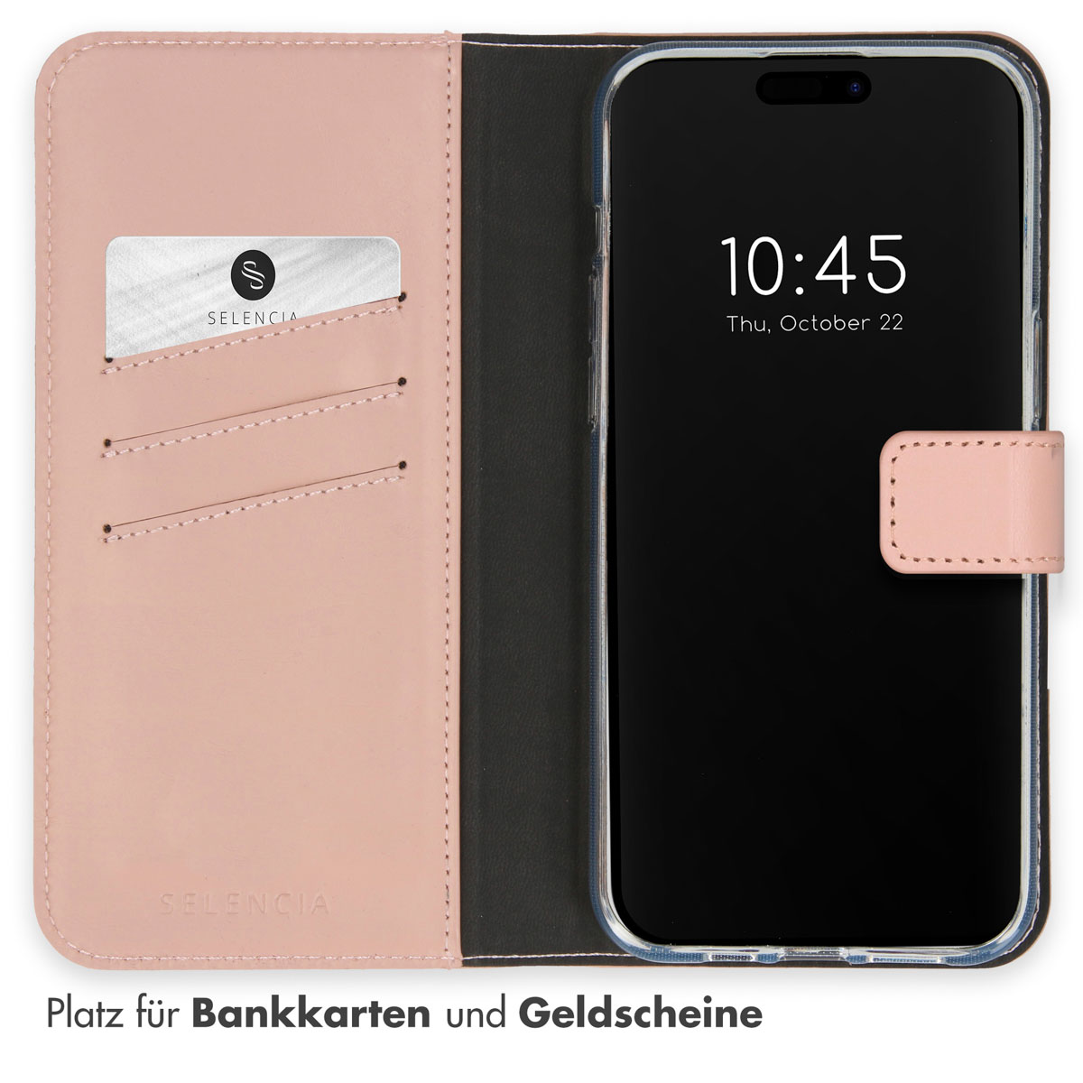 Selencia Echt Lederen Bookcase Apple iPhone 15 Pro Max - Dusty Pink