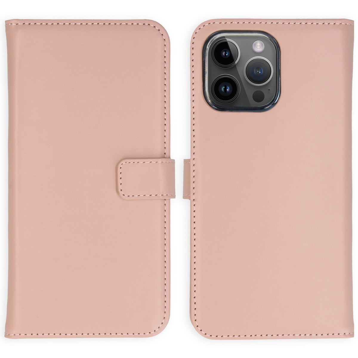 Selencia Echt Lederen Bookcase Apple iPhone 15 Pro Max - Dusty Pink