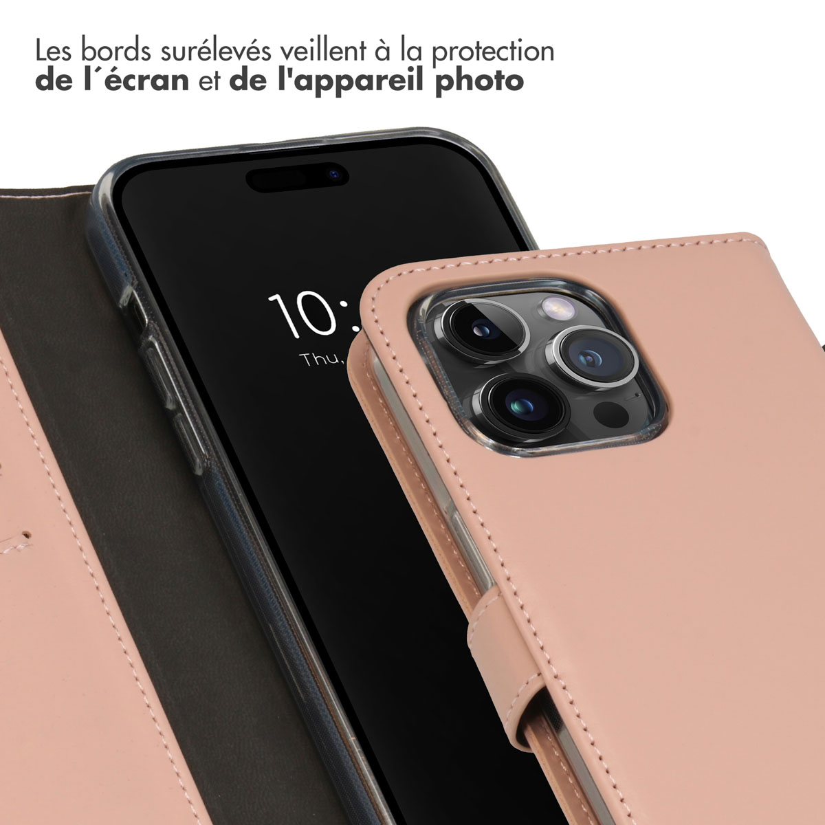Selencia Echt Lederen Bookcase Apple iPhone 15 Pro Max - Dusty Pink