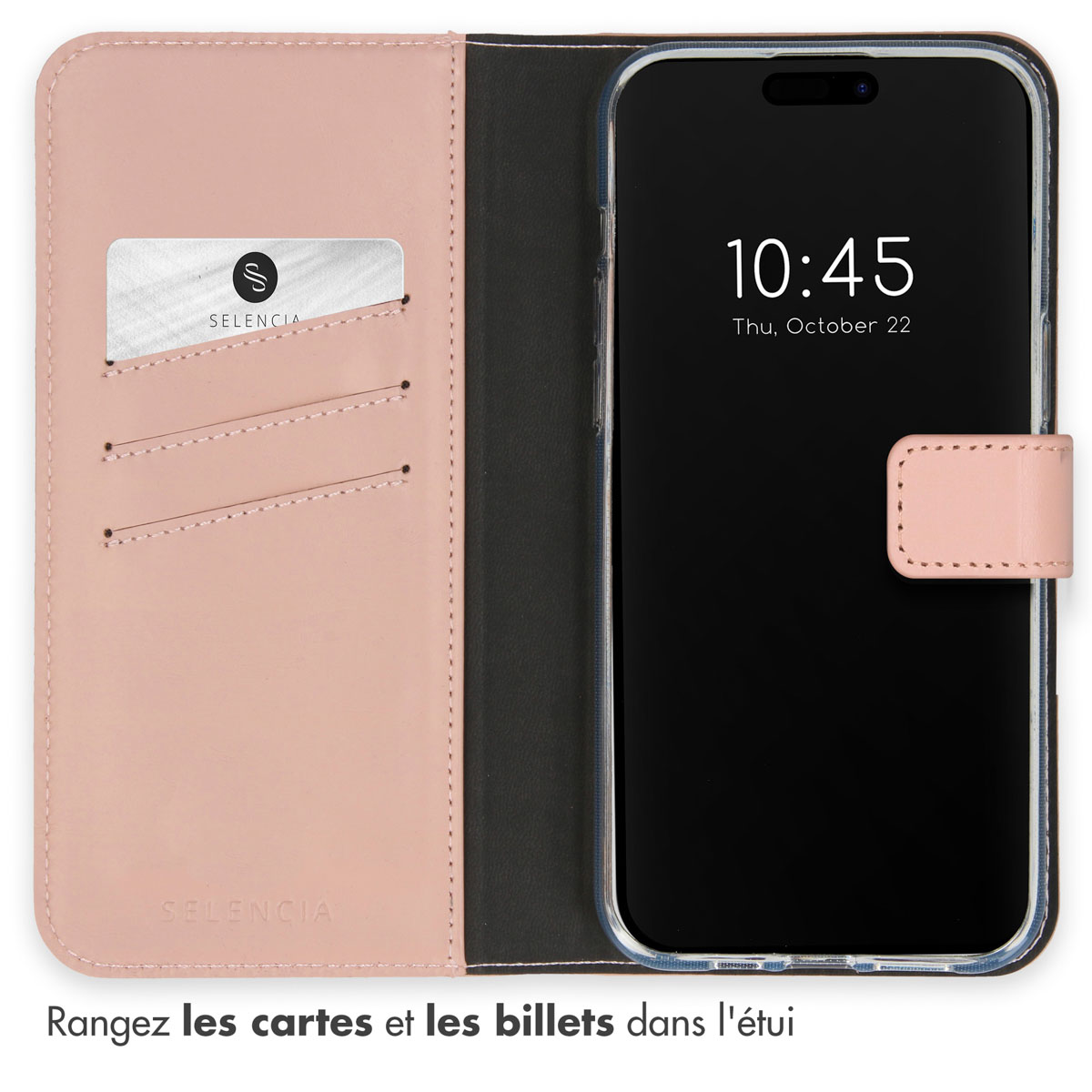 Selencia Echt Lederen Bookcase Apple iPhone 15 Pro Max - Dusty Pink