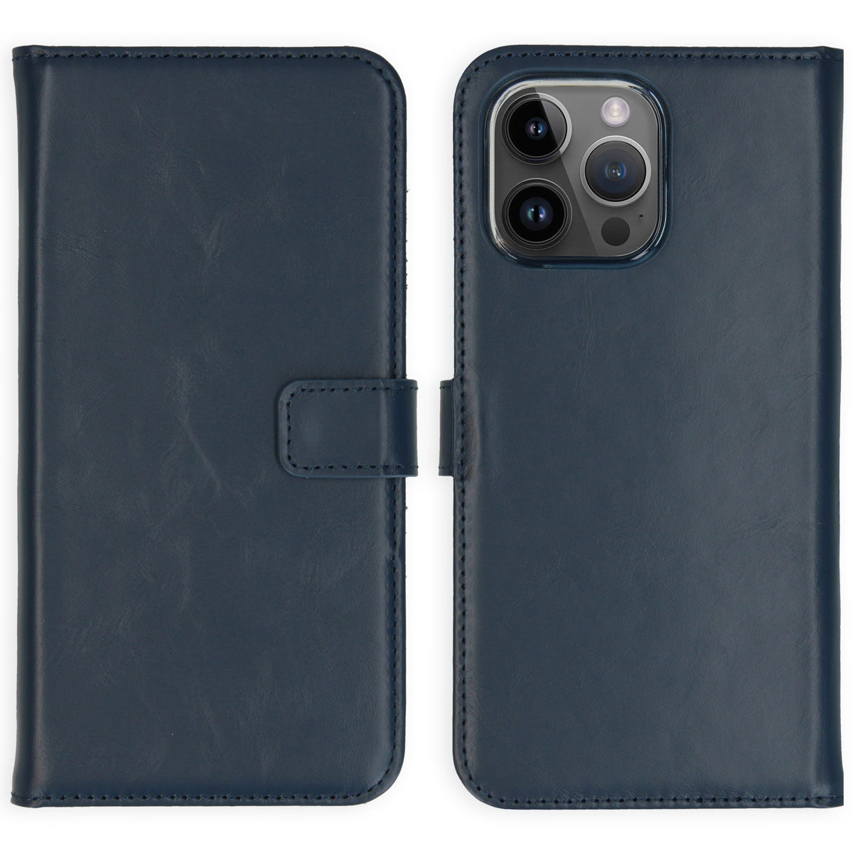 Selencia Echt Lederen Bookcase Apple iPhone 15 Pro Max - Blauw