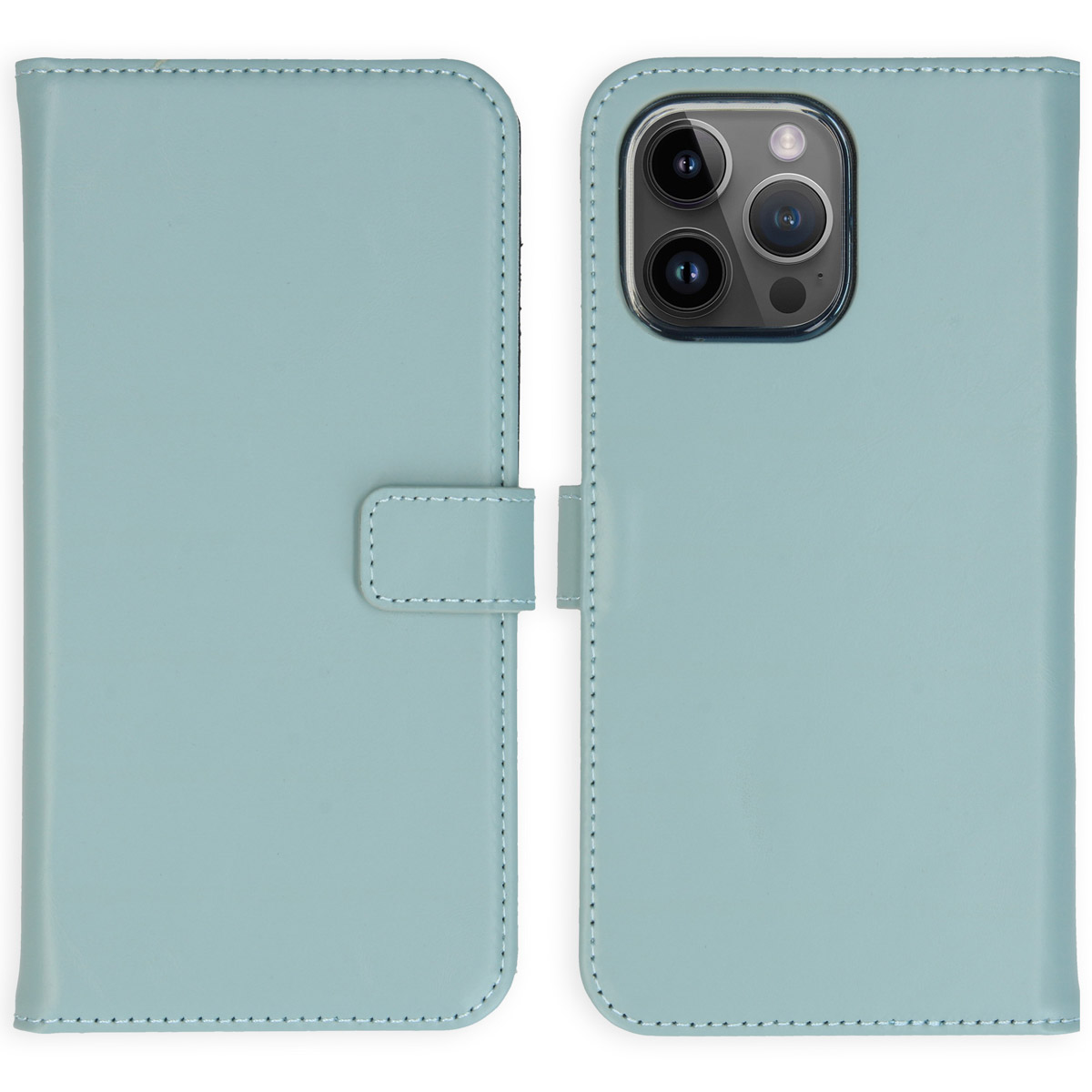 Selencia Echt Lederen Bookcase Apple iPhone 15 Pro Max - Air Blue