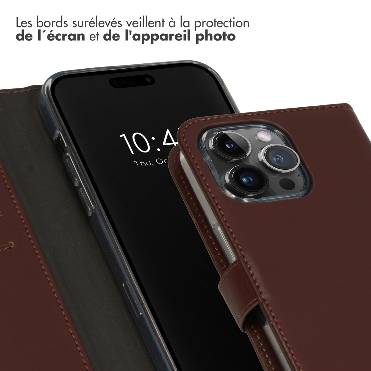 Selencia Echt Lederen Bookcase Apple iPhone 15 Pro Max - Bruin