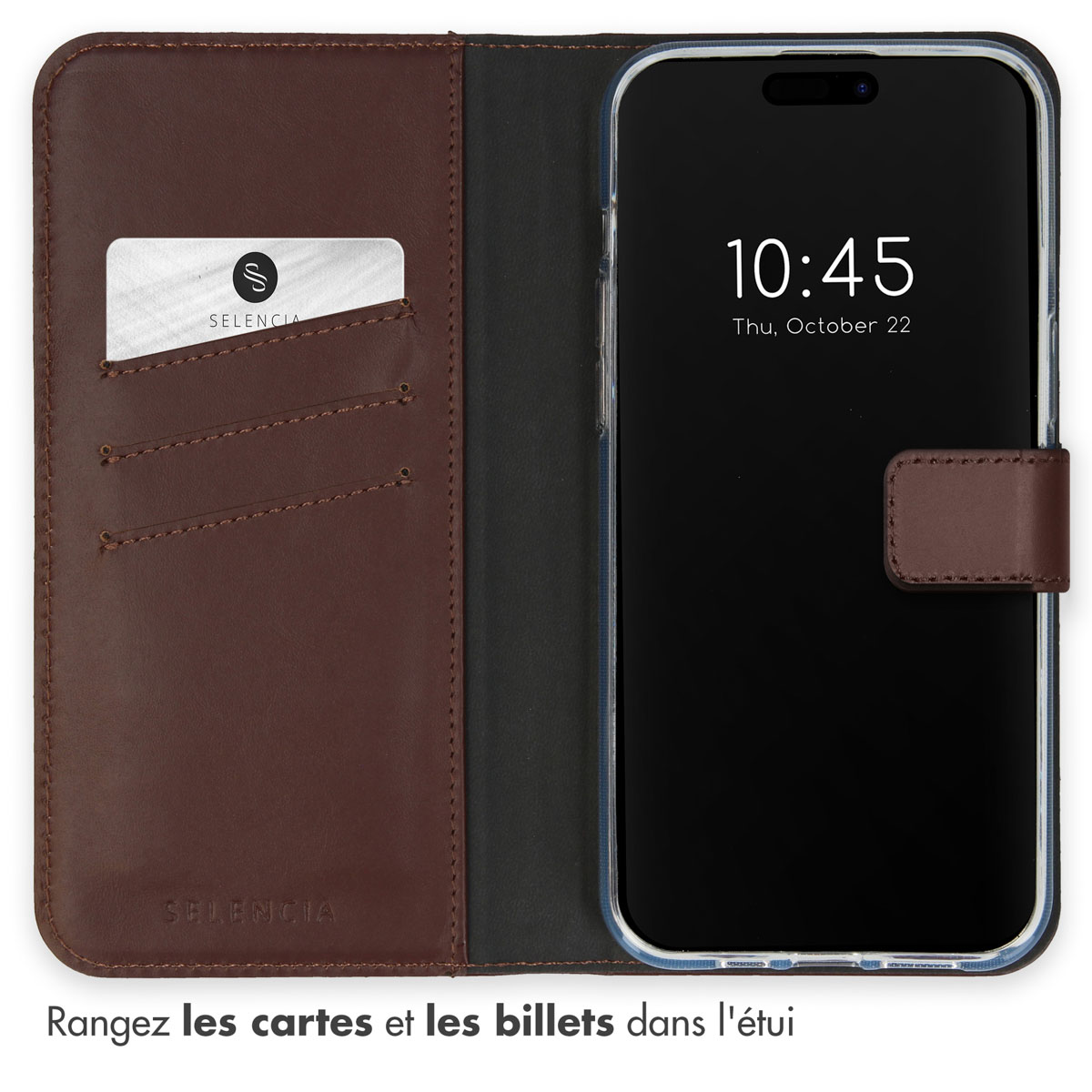 Selencia Echt Lederen Bookcase Apple iPhone 15 Pro Max - Bruin