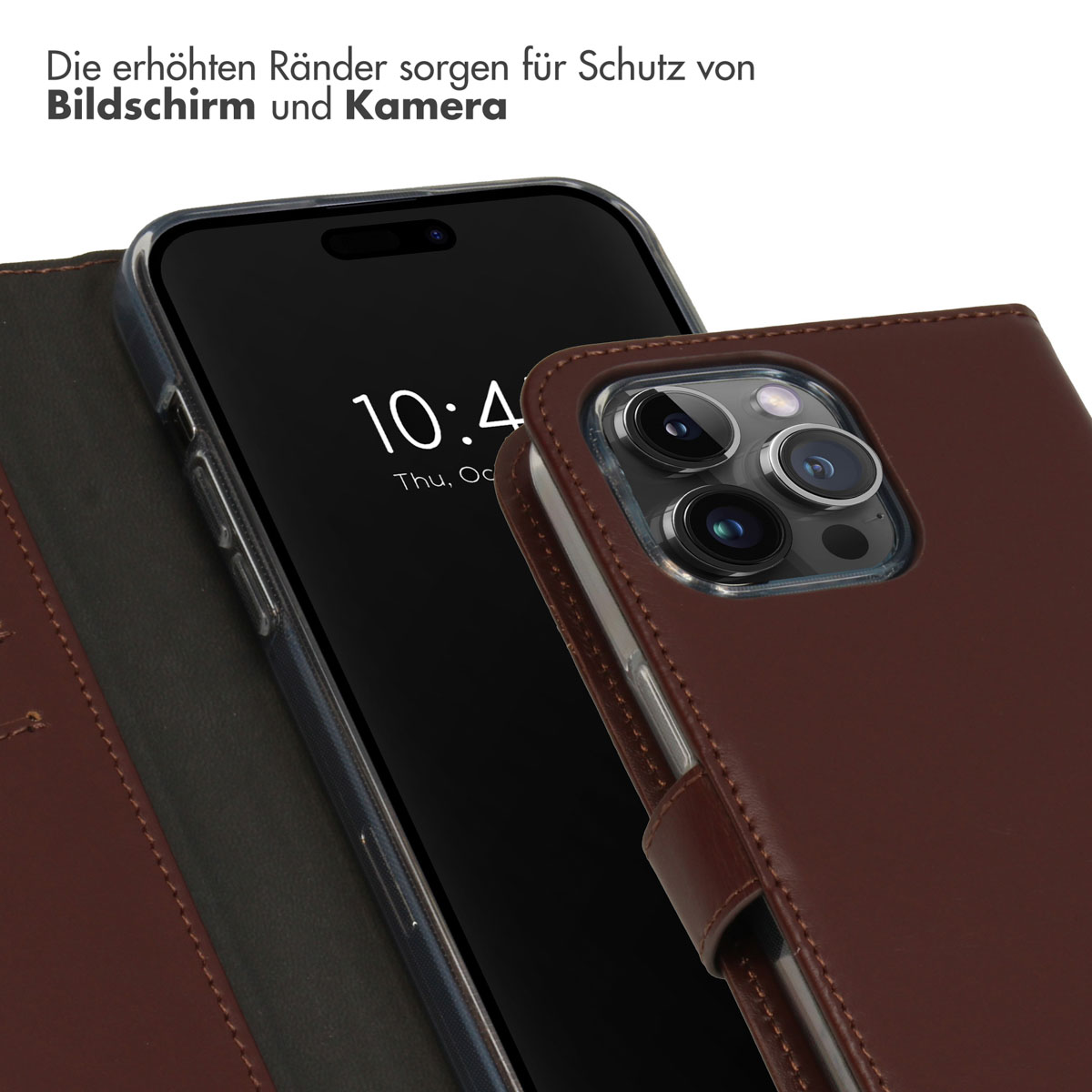 Selencia Echt Lederen Bookcase Apple iPhone 15 Pro Max - Bruin