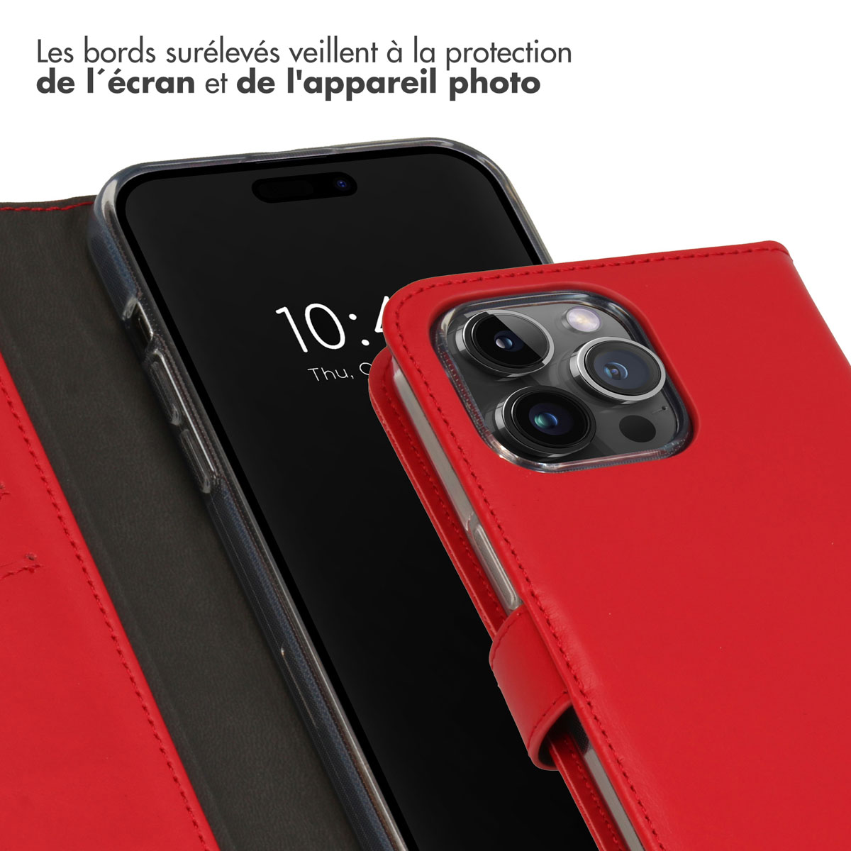 Selencia Echt Lederen Bookcase Apple iPhone 15 Pro Max - Rood
