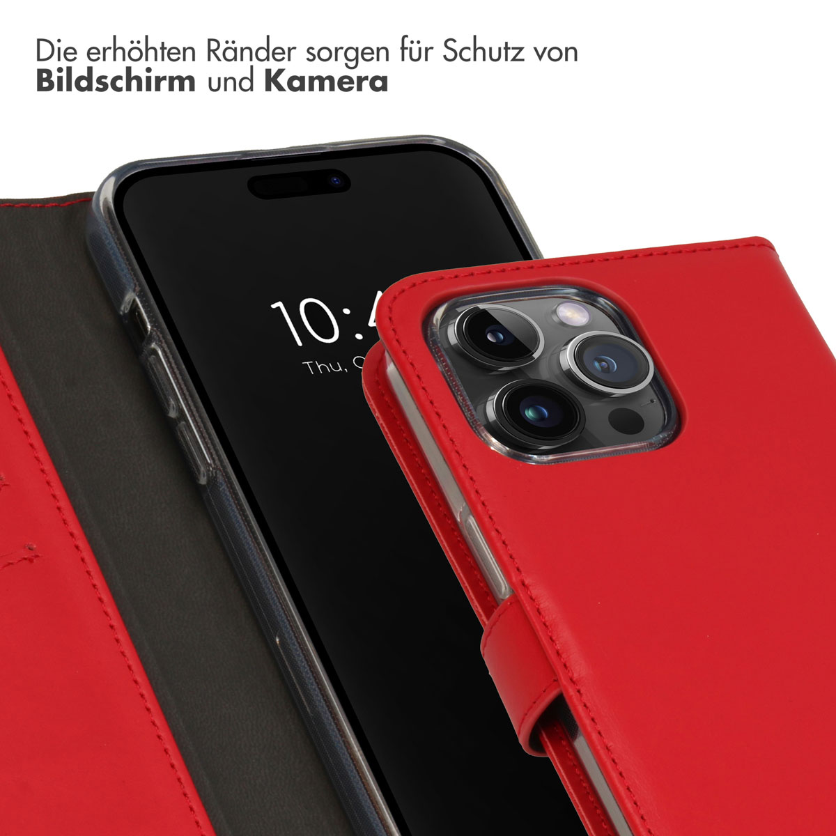 Selencia Echt Lederen Bookcase Apple iPhone 15 Pro Max - Rood