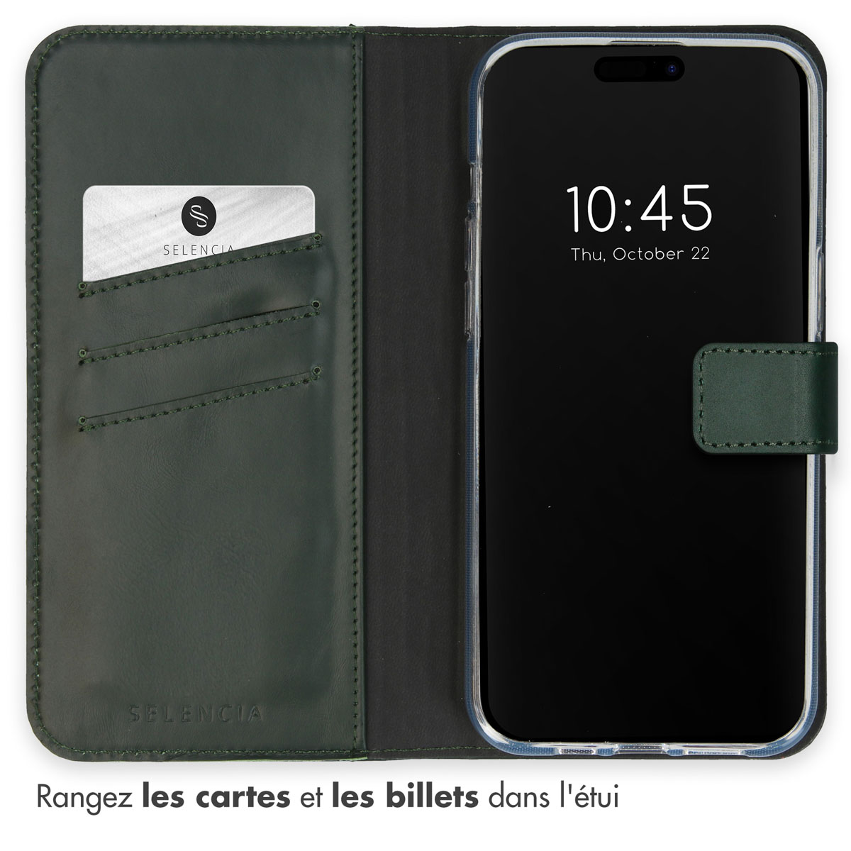 Selencia Echt Lederen Bookcase Apple iPhone 15 Pro Max - Groen