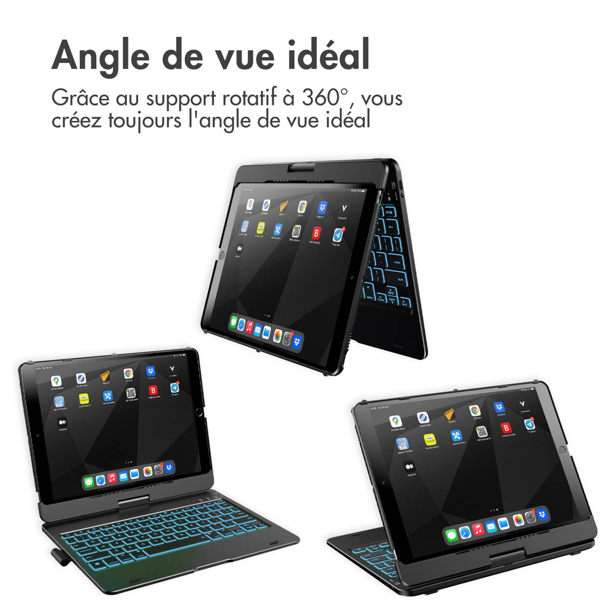 Accezz 360 Slim Keyboard Bookcase QWERTY iPad 10.2 inch (2019/2020/2021) / iPad Pro 10.5 (2017) - Zwart