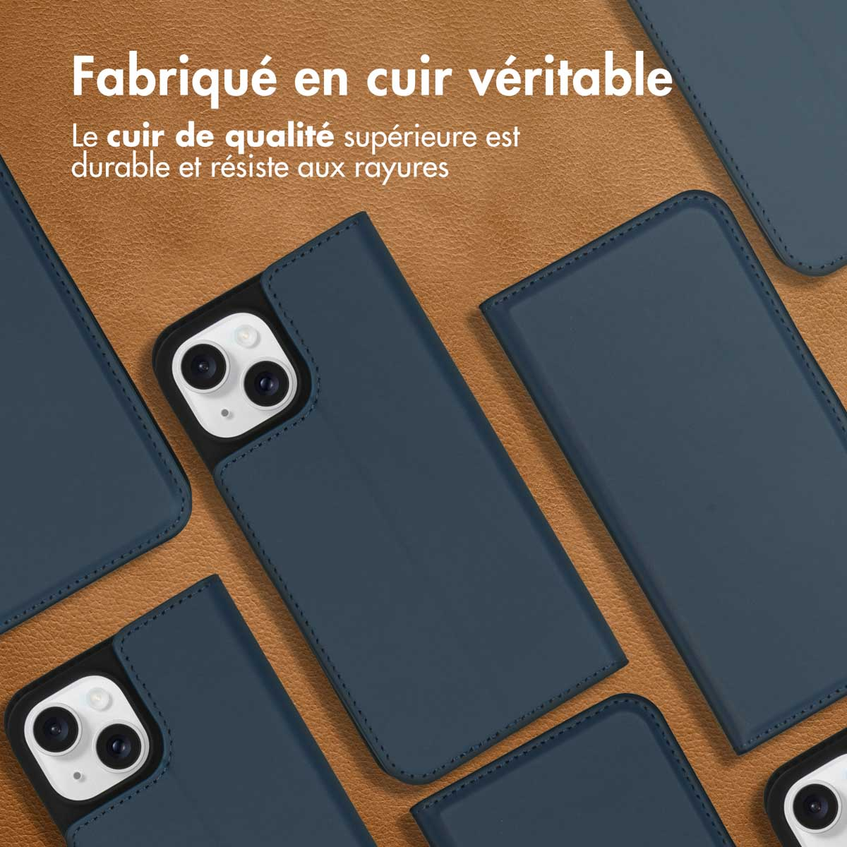 Accezz Premium Leather Slim Bookcase Apple iPhone 15 - Donkerblauw