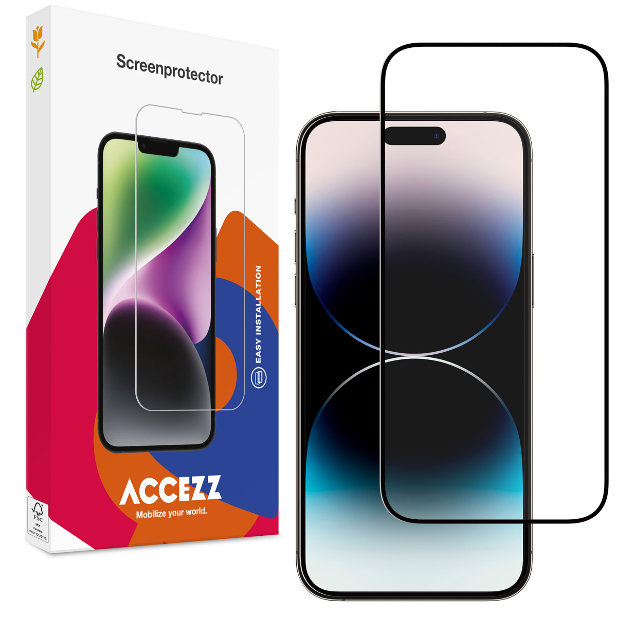 Accezz Gehard Glas Full Cover Screenprotector Apple iPhone 14 Pro / 15 / 16