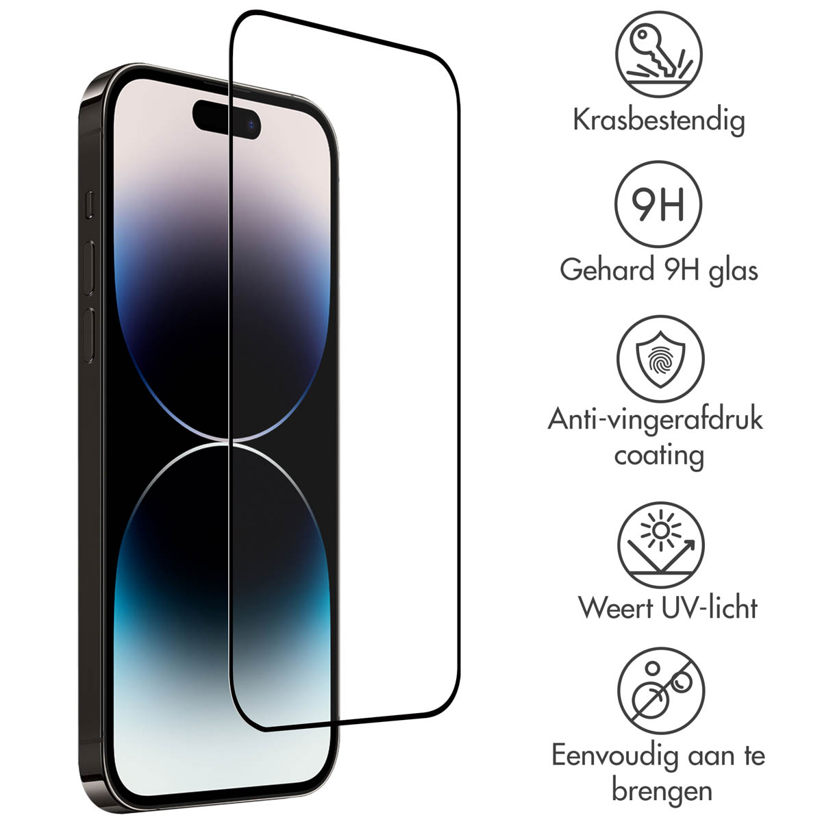 Accezz Gehard Glas Full Cover Screenprotector Apple iPhone 14 Pro / 15 / 16