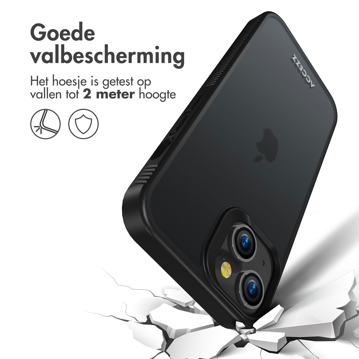 Accezz Rugged Frosted Backcover Apple iPhone 14 - Zwart