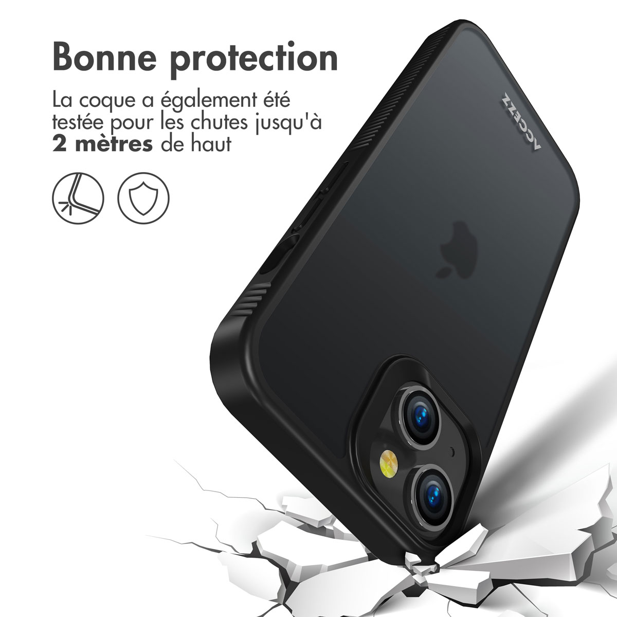 Accezz Rugged Frosted Backcover Apple iPhone 14 - Zwart